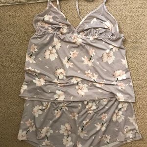 Floral Lavender Tank Top and Shorts Pajama Set